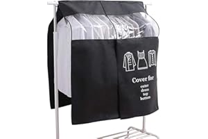 EXLECO Pokrowce na ubrania, wieszak na ubrania, pyłoszczelne pokrowce na ubrania, pokrowiec przezroczysty, oddychający do domu, sypialni, 90 x 110 cm, czarny