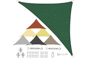 Sichtschutz Sonnensegel Wasserdicht Dreieckig, Viele Größen und Farben aus PES-Polyester 95% UV-Schutz, Witterungsbeständig, Reißfest mit Befestigungsset für Terrasse und Garten-1.6x1.6x2.3m, Grün