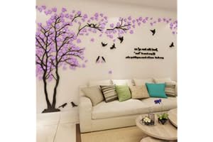 GUANGMU 3D DIY Tree Wall Sticker Large Family Bird and Tree Wall Decal Art Mural Stickers Home Decor for Living Room Bedroom Home Decoration TV Backdrop Wall