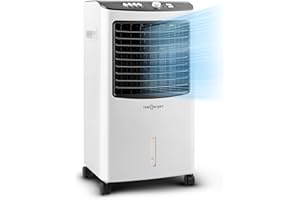 OneConcept Condizionatore Portatile Senza Tubo 65W 3 in 1, Umidificatore, Climatizzatore Portatile Silenzioso, Ventilatore Aria Fredda, Raffrescatore d’Aria 360m³/h, Serbatoio da 7L, Timer 2 Ore