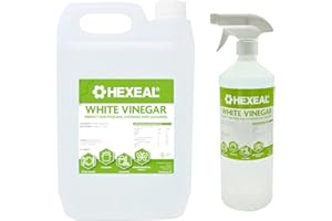 Hexeal White Vinegar Refill Kit – White Vinegar 5L & White Vinegar 1L Spray – Cleans Surfaces, Deodorises & Removes Grime