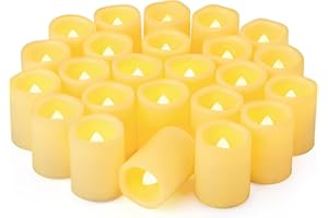 Yakpo 24 Pack 5cm Flameless Flickering LED Votive Candles Battery Operated, Electric Fake Votive Tea Light, LED Flicker Tealight Candle Bulk for Wedding Party Christmas Halloween Lantern Decorations