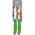 Victorinox Swiss Classic, Steak and Pizza Knife, Extra Sharp Blade, Wavy Edge, 12 cm, Plastic Handle, Stainless Steel, Green