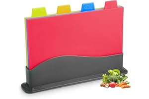 KITDAHOM 4 Piezas Tablas de Cortar de Plástico – Tabla cortar cocina – Tabla de cortar – apta para lavavajillas – apta para lavavajillas y sin BPA – plástico reversible – 30×23.5cm（4 colores）