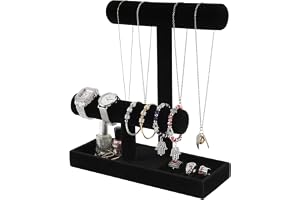 Pangkeep Smyckeshållare på stativ, hållare för halsband och armband med ring och örhängesbricka, smyckesvisningar, organiseringsstativ för försäljning, armring, scrunchies, hårband, klockor och kedjor