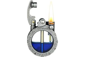 GOLAWKS Briquet Trench Vintage, Briquet Steampunk, Briquet en cuivre kérosène, Briquet Cool avec réservoir de gaz Visible, Excellent Cadeau pour Homme Papa Mari (Argent)