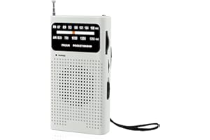 Benss Small Radios Portable AM FM, transistor radios 2AA Battery Operated with Best Reception, Radio with Speaker & Headphone Jack, Pocket Radio for Indoor, Outdoor and Emergency Use(White)