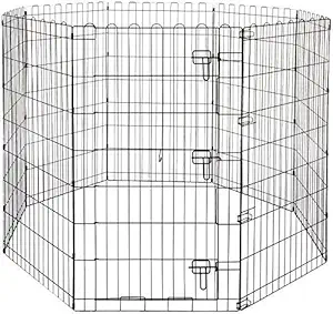 PSK PET MART Foldable Metal Pet Dog Exercise Fence Pen with Gate - 30 x 30 x Inches