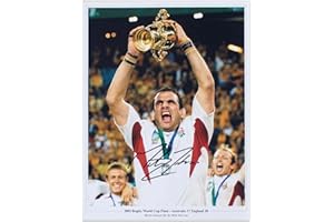 Exclusive Memorabilia Martin Johnson Signed England Rugby Photo: The Webb Ellis Trophy, 16 x 12 inches