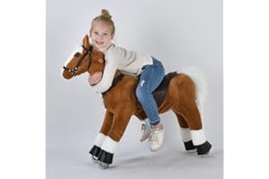UFREE Horse, Action Pony, Ride on Toy, Medium Moving Rocking Horse, Giddyup, Go Go, Pony 36" Unique Gift for Age 4-9 Years(Mane&Tail Color: White)