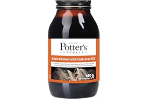 POTTER'S HERBALS EST. 1812 Potter's Malt with Cod Liver Oil and Butterscotch| 650g Bottle Natural Sweetener in The Form of Maltose| Valuable Source of Omega-3 Fatty acids, with Vitamins A, D, E