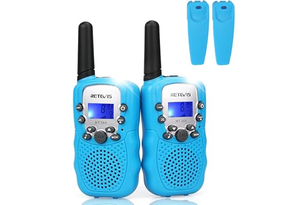 Retevis RT388 Longue Portée Talkie Walkie Enfant, 8CH Lampe de Poche VOX pour Garçons et Filles, 3-12 Ans Enfants Jouets,Cadeaux d'anniversaire pour Activités (1 Paire, Bleu Ciel)