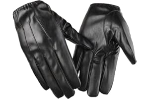 Long Keeper Męskie skórzane rękawiczki – rękawiczki zimowe z ekranem dotykowym z wewnętrznym polarem Thinsulate czarne rękawiczki ze sztucznej skóry na zimną pogodę do jazdy na świeżym powietrzu