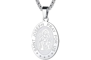 FaithHeart Personalised Stainless Steel St Benedict Anthony Necklace for Men Women Retro Christian Patron of Saint Talisman Amulet Jewellery in Silver/Gold/Black Birthday Gift