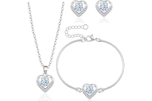 YeeHeen Jewelry Set Pendant Necklace and Earrings Set Cubic Zirconia Bridal Jewellery