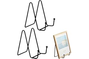 BNXF 2 pcs Plate Stands for Display,Plate Holder Easel Display Stand,Metal Plate Stands for Display Tabletop Picture Stand,Black Iron Easels for Photo,Pictures,Decorative Plate Dish and Tabletop Art(Black)