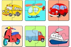 Artvibes Vehicle Wooden Jigsaw Puzzle Games for Children & Kids Jigsaw Puzzles for Kids Age 2-5 4 Pieces Puzzles Toddler's Wooden Puzzle (PZ_504N), Set of 6