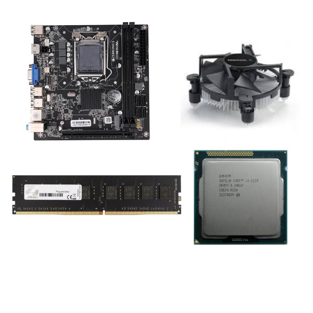H61 Motherboard Kit with Processor i3 ATX 2120/2100 Gen 3.30Ghz+ 8GB RAM DDR3(Single Stick) + CPU Fan (2 Year Replacement Warranty)