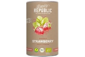 ‎HARVEST REPUBLIC HARVEST REPUBLIC Bio-Erdbeerpulver aus gefriergetrockneten Früchten | Perfekt für Smoothie Bowls, Porridge und Frühstücksbowls | 100% Fruchtpulver ohne zugesetzten Zucker (125 g)