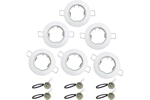 KingYH 6 Pieza LED Focos Marco Empotrable Gu10 Redondo Marcos de Montaje con Portalámparas GU10 No Rotativo pour Luz de Techo GU10 MR16 50mm LED Halogen Blanca