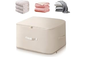 YFKJEU 2024 Nouveau Sac Rangement Vetement, Grand Sac de Compression Rangement Vetement Housse Rangement Couette, Organisateur Auto Compression Voyage (Beige, 54x42x60cm)