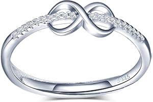 INFINIONLY Anillos ajustable para mujer niña, anillo abierto de plata esterlina 925, anillo símbolo de infinito, Anillo de bodas, incrustación de zirconia, anillo de compromiso