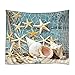 Produktbild YISUMEI 150x230 cm Tapisserie Wandteppich Wandbehang Tabelle Vorhang Wand Decor Tisch Couch Bezug Picknick Decke Beach Überwurf Strand Seestern Shell Holz Netzwerk
