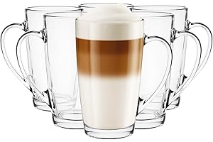Glasmark Krosno Zestaw Szklanych Kubków 0,4 Litra Szklanki Do Kawy Latte Grzanego Wina Szklanki Do Herbaty Szklanki Kubki Z Uchem Kubki Do Herbaty I Kawy 6 x 400 ML