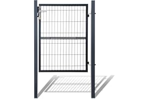 Eulenke Gartentor für Stabmattenzaun, Gartentür aus Metall verzinktem Stahl, Gartentor Metall mit Zaun, Gartenpforte Geteilt Tor, Hoftor mit Griff, Schloss und 3 Schlüssel (H 120 x B 100cm, Anthrazit)