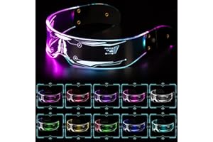 EPROICKS Lunette Futuriste, Cyberpunk Lunettes Lumineuses à Led, Lunettes Du Futur Guerrier, Nombreux De Couleurs Et De Mode De Fonctionnement, Parfait Pour Le Cosplay Et Les Fête