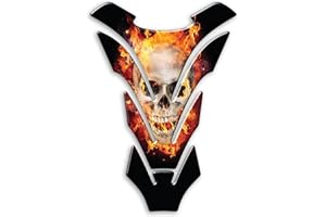 DEGONA Protector adhesivo resinado en 3D para depósito CRÁNEO ESQUELETO Tank Pad compatible con moto Aprilia Ducati Honda Yamaha KawasakI BMW Suzuki - PV019