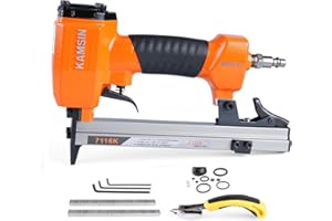 Kamsin 7116K Type 71 Pneumatic Upholstery Staple Gun with 300 Staples, 22 Gauge 9.0mm Crown 6-16mm Staples Upholstery Stapler, 1/4" BSP Air Connector Fine Wire Staple Gun for Furniture, Woodworking