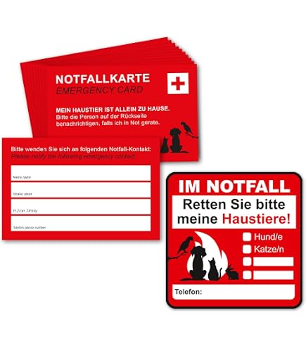 HUND IST KÖNIG Adesivi Salva Animali Per Vigili Del Fuoco – Set 4 Pezzi Per Porte E Finestre (10,5x7,4 Cm) Con Pennarello – Made In Germany - 3