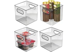 ‎MDESIGN mDesign 4er-Set Aufbewahrungsbox mit Griffen – praktische Kühlschrankbox zur Lebensmittelaufbewahrung – Ablage aus BPA-freiem Kunststoff für den Küchen- oder Kühlschrank – durchsichtig/grau