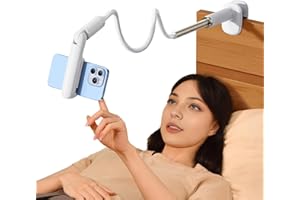 nediea Schwanenhals Handyhalterung für Bett, Flexibler Handy Halterung Bett, Handyhalterung Langer Arm, mit 360°Drehbarer Mini Klemme, Kompatibel mit 4.7-6.8" Geräten (43.31" Langer Arm)