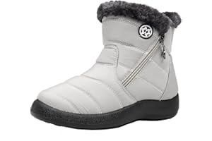Eagsouni Bottes de Neige Femme Bottes Hiver Fourrure Doublure Chaude Imperméable Confort Bottines Fermeture Chaussures Extérieur Antidérapant