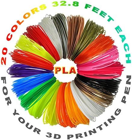 i-CHONY 3D Pen Filament Refills PLA 1.75 mm - 3D Printing Pen Filament 20 Different Colors 32.8 Feet Each for 3D Printer Pen (656 Feet Total)