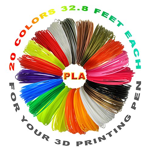 i-CHONY 3D Pen Filament Refills PLA 1.75 mm - 3D Printing Pen Filament 20 Different Colors 32.8 Feet Each for 3D Printer Pen (656 Feet Total)