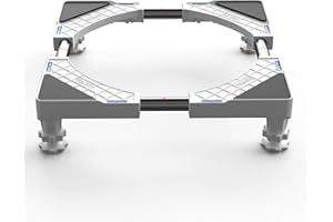 DEWEL Support de Machine à Laver Socle Machine à Laver Base de Frigo de Sèche-linge Réglable en Longueur 43cm-60cm, Support Charge 300 kg, Base Socle Anti-Bruit et Anti-Vibration