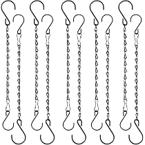 2 Chaînes De Suspension En Acier Noir 5 Mètres - Avec Crochets Et Clips - Pour Pots De Fleurs, Paniers, Décoration Jardin