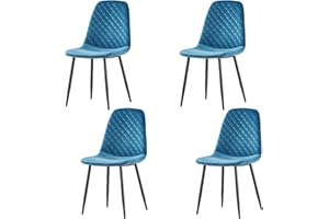 AINPECCA Set of 4 Velvet Dining Chairs Fabric Upholstered seat with Metal Legs Dressing Lounge Home (Teal, 4)
