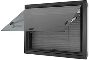 SHALMIDOR Fenêtre Basculante pour Camping-Car, 600 x 450 mm, Ouverture Battante Max 65°, Noir Fenêtre de Caravane avec Store Intégré et Moustiquaire, Confidentialité, pour Van et Camping-Car