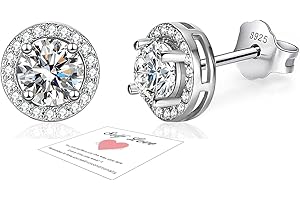 HEEYA Silver Stud Earrings for Women Girls - Sterling Silver Post Earrings, Hypoallergenic Cubic Zirconia Stud Earrings Diamond Earrings Set Jewellery Gift with Box Christmas Birthday