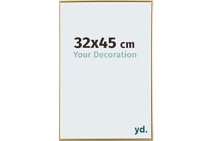 YD. Your Decoration - Cadre photo 32x45 cm - Or- Cadre Photo en Plastique Avec Verre acrylique - Anti-Reflet - Cadre 32x45 - Evry