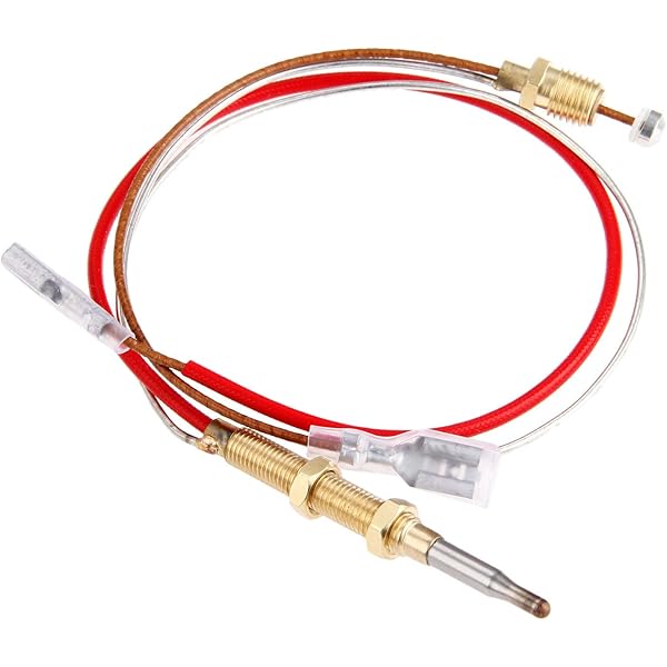 Thermocouple for Gas, Patio Heater, Outdoor Heater, Aupoko Patio Heater,  Replacement Parts, Thermocouple for Heating Element, M6 x 75 Thread with M8  x 1, M9 x 1 Connection Nuts, 6.3 mm Flat
