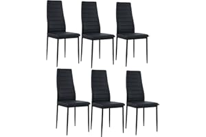 ‎BUYBYROOM buybyroom Esszimmerstühle 6er Set Metall Küchenstuhl, Esstisch Stuhl Bequemer Polsterstuhl SitzfläChe,Schwarz