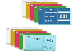 BEIMEIII 10 Blocchi Doppio Numero 1-1000 Numeri Cifre 5 Colori 5X10cm Blocco Numeri Blocchetti Numeri Tombola Blocco Numeri Tombola Carte Numerate Strappi Numerati Blocco Doppio Numero Blu Verde Rosa Giallo