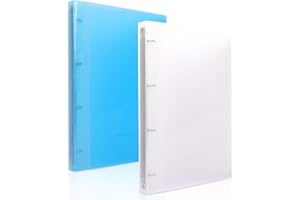 Simpolor A4 Ring Binder, Large 4 Ring Plastic Binder Folder with D Ring for A4 Size/Letter Paper Size Business School Document,Binder A4 for Interview, Conference and Presentation,2 Pack, Blue+Clear
