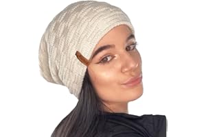 TOSKATOK® Ladies Mens Unisex Warm Winter Textured Knit Slouch Beanie hat with Cosy Faux Fur Teddy Fleece Liner