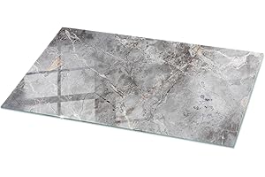 WALLFLUENT Dekorative Glasplatte 140x70 cm Schutz vor Kontamination Glatte Oberfläche Fleckenbeständigkeit Rechteckig Sicherungsblech Wasserdicht Polierte Kanten - Natürlicher Marmor